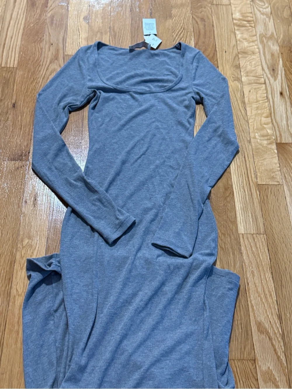 Abercrombie & Fitch Long Sleeve Scoop Maxi Dress - Gray